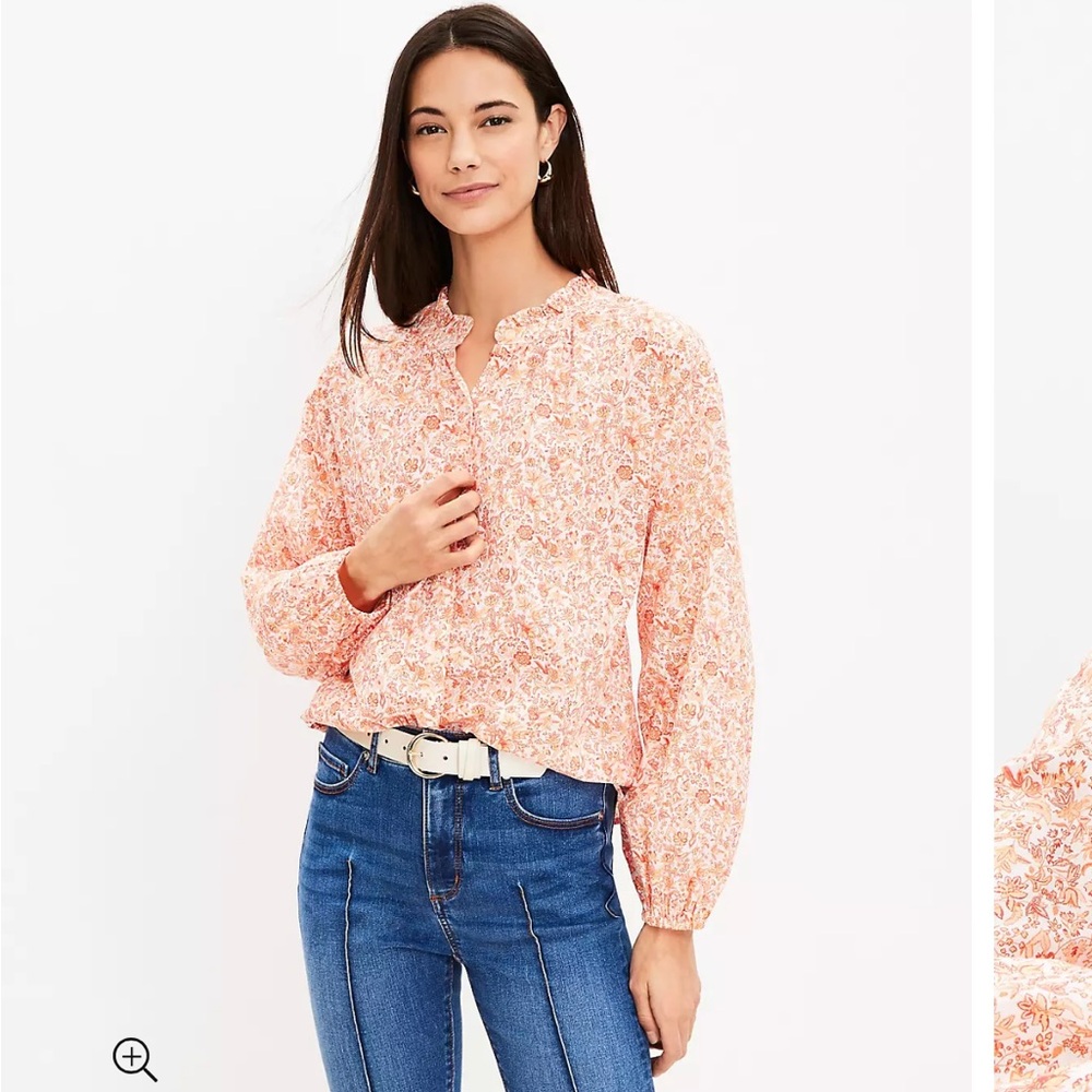 NWT LOFT Jungle Ruffle Neck Poet Blouse
in 🍊 Orange Creamsicle 🍊 size small